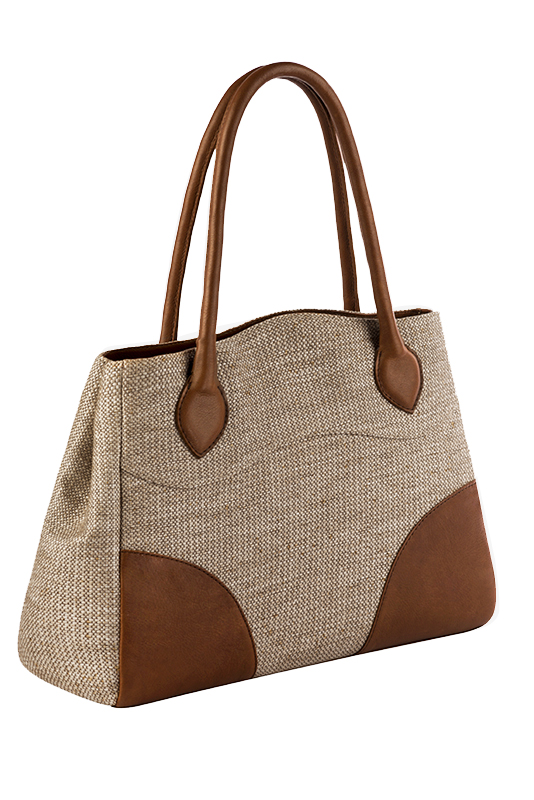 Caramel brown women's dress clutch, for weddings, ceremonies, cocktails and parties. Worn view - Florence KOOIJMAN